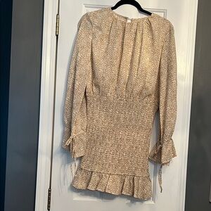 Elegant Long Sleeve Cream Dress